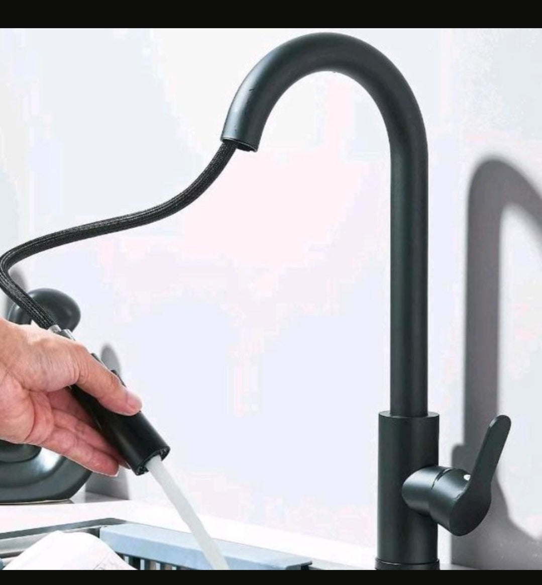 Küchenarmartur Mischbatterie Wasserhahn Schwarz mit Brause