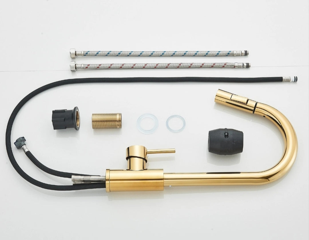 Küchenarmartur Mischbatterie Wasserhahn Gold Design Brause