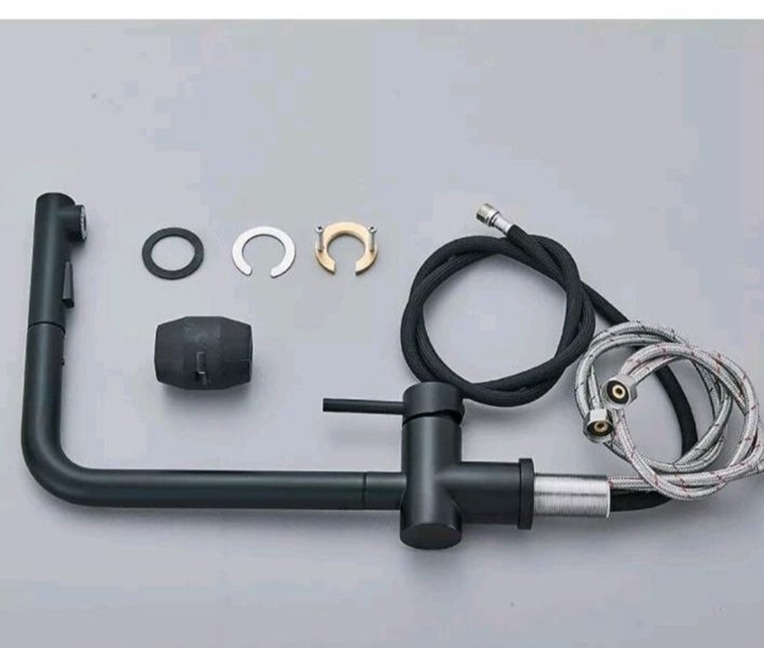 Küchenarmartur Mischbatterie Wasserhahn Brause Schwarz