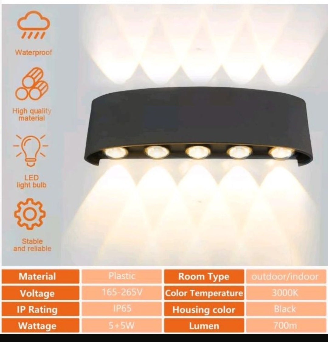LED Wandleuchte Innen / Aussen 10 Watt