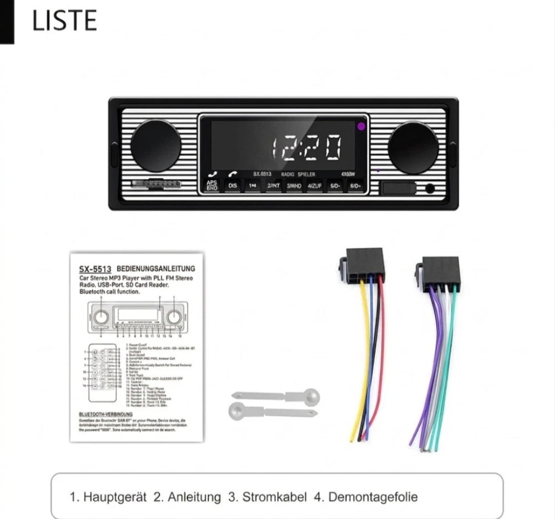 Autoradio Bluetooth Freisprechen Yountimer Oldtimer US Cars DIN 01