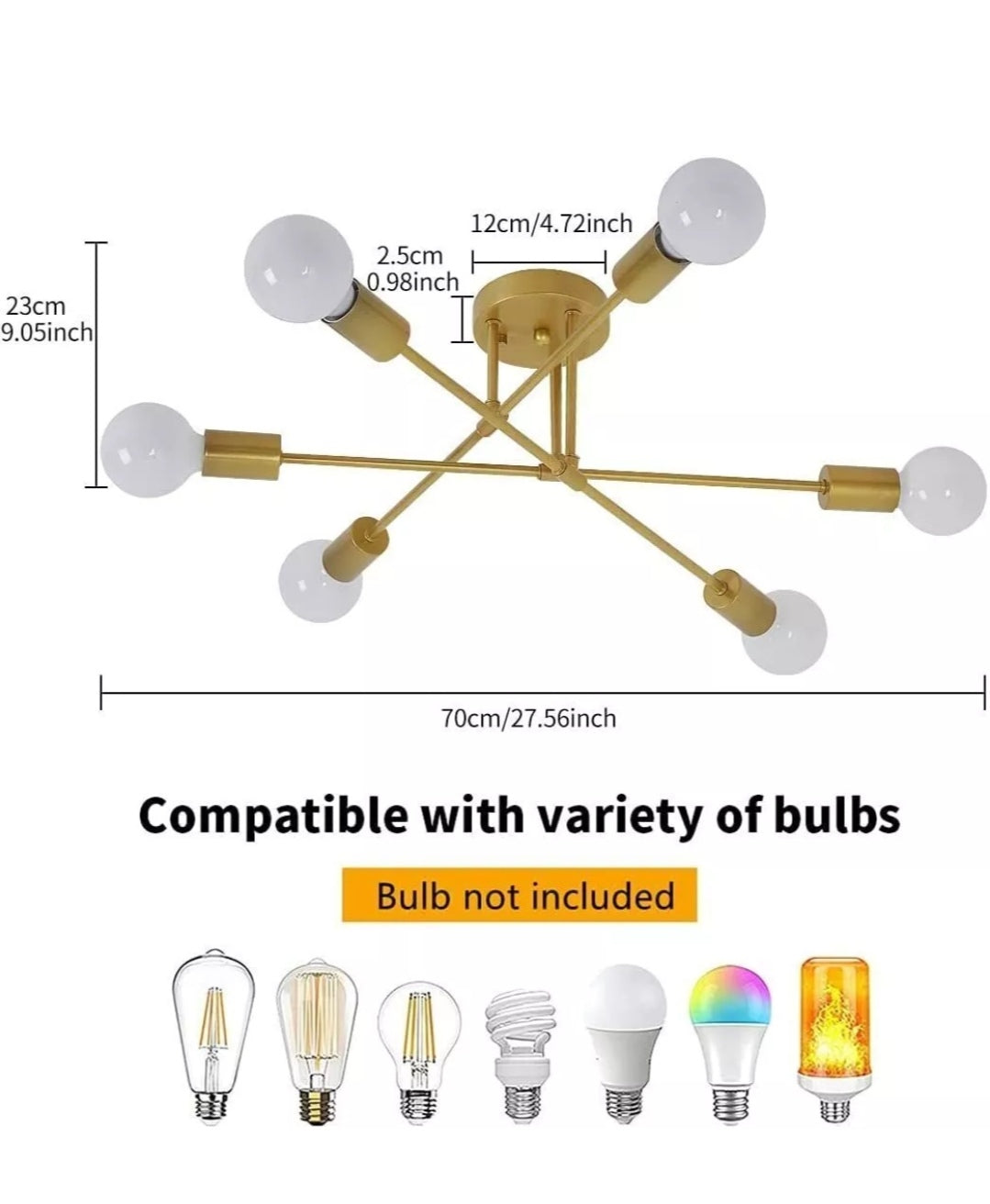 Deckenlampe Deckenleuchte Kronleuchter Gold Design