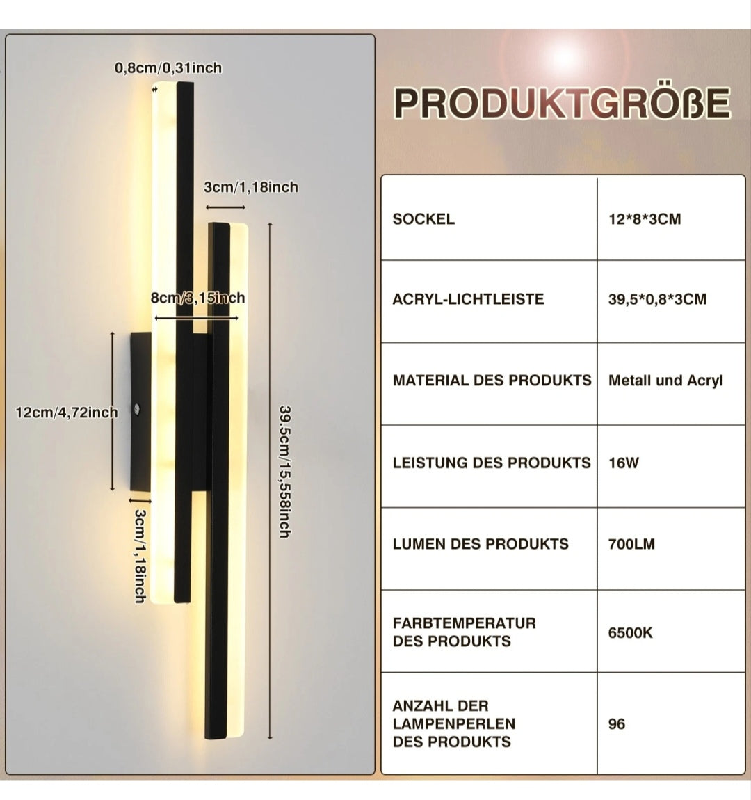 LED Wandleuchte Wandlampe Innenraum und Aussenbereich