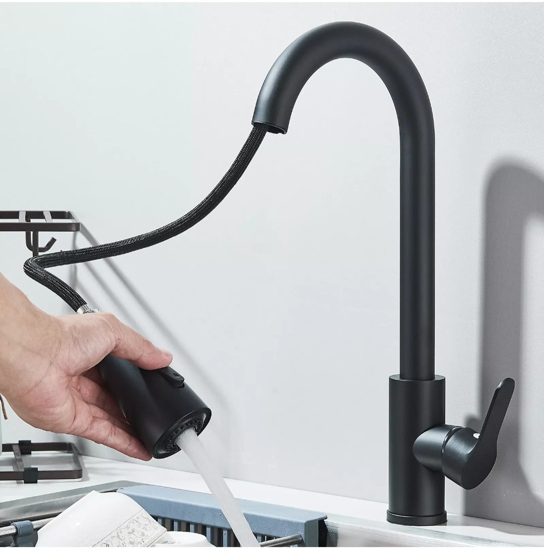 Wasserhahn Küchenarmartur Mischbatterie Brause Hochdruck Schwarz Brause