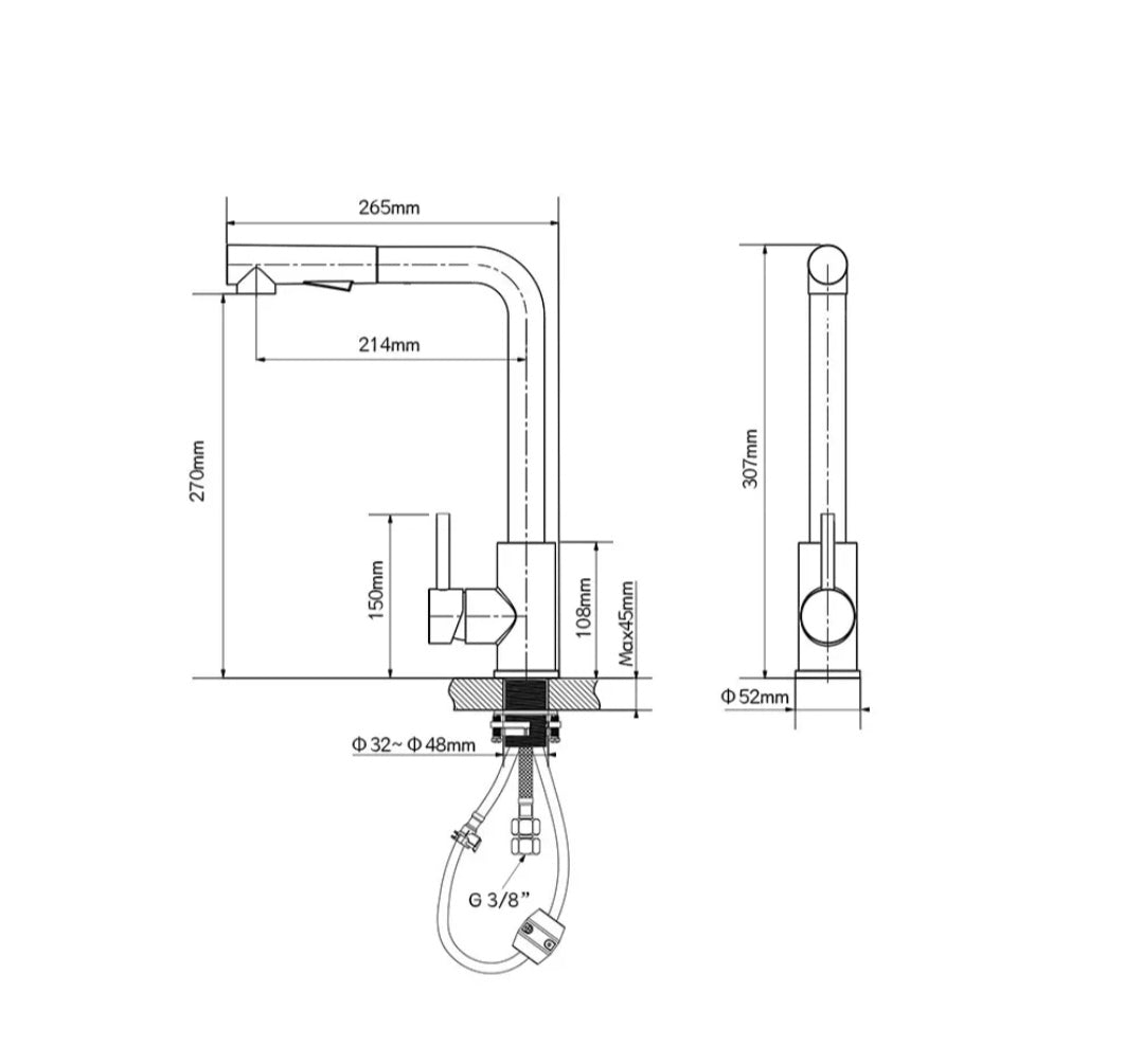 Küchenarmartur Mischbatterie Wasserhahn mit Brause