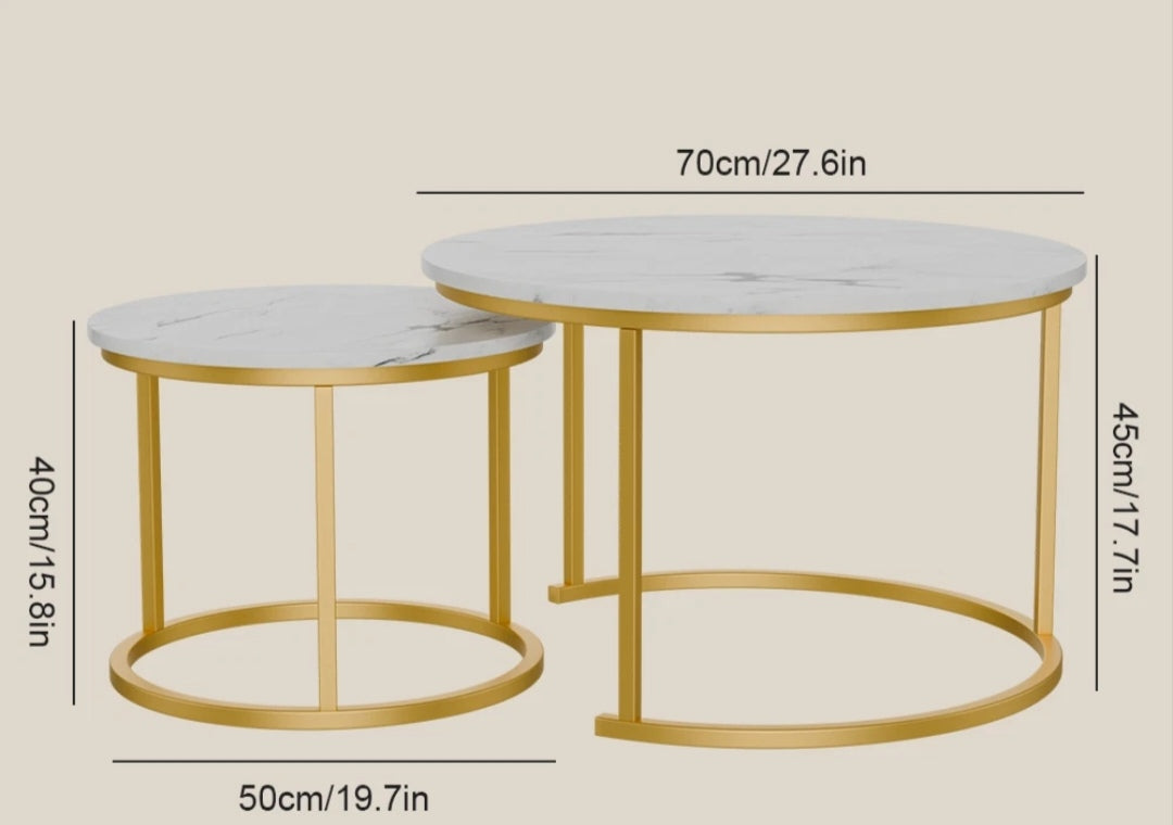 Couchtisch Wohnzimmer Tisch Marmor-Optik 2er Set