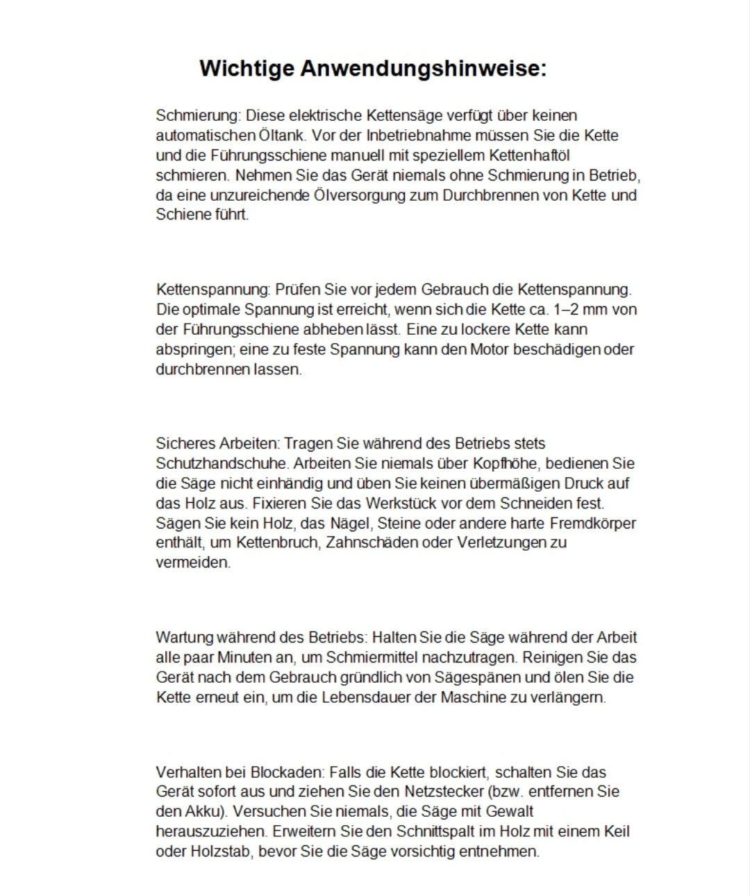 Akku Kettensäge Gartensäge Elektro Säge
