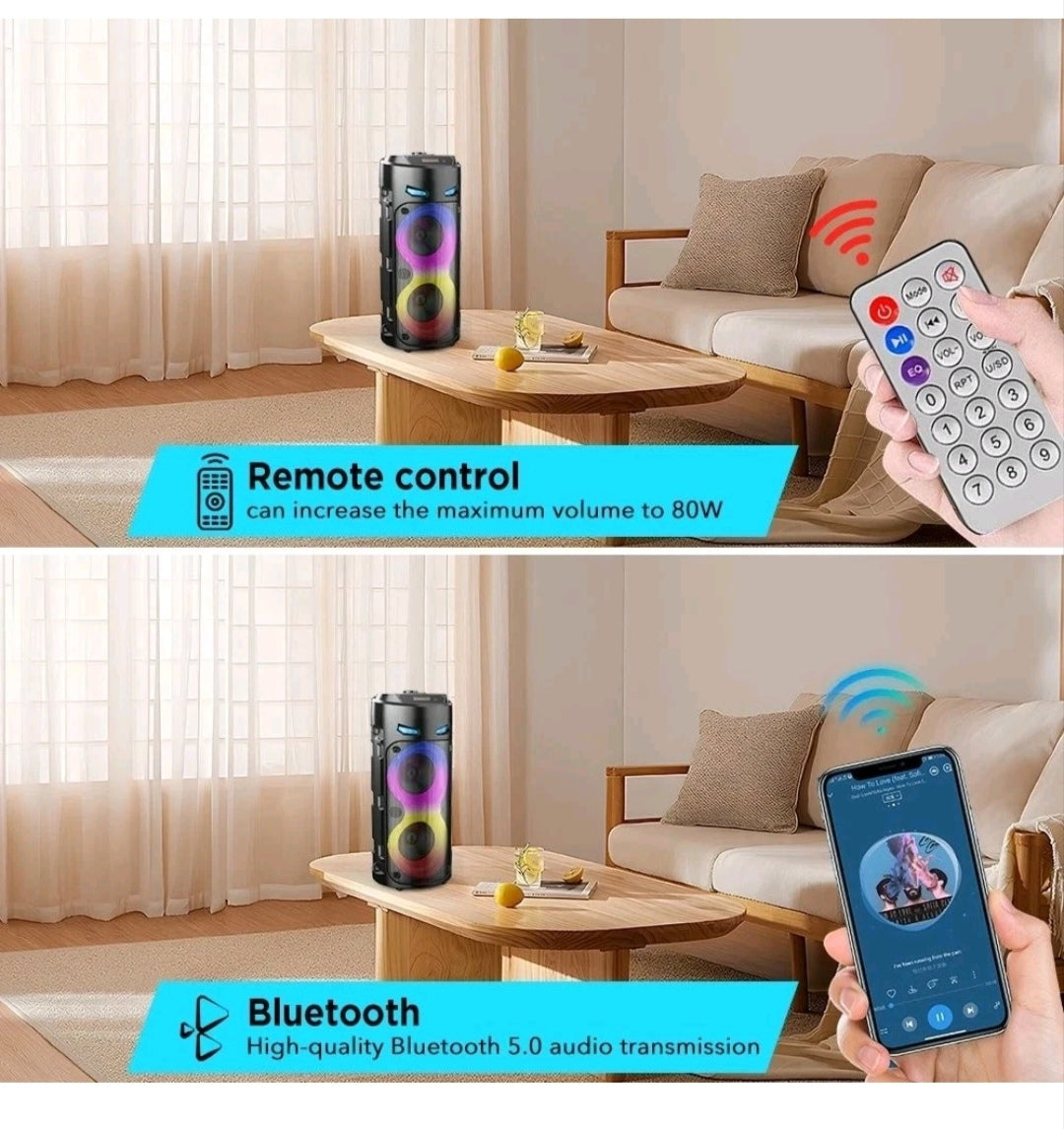 Bluetooth Partylautsprecher Lautsprecher mit LEDs + Mikrofon