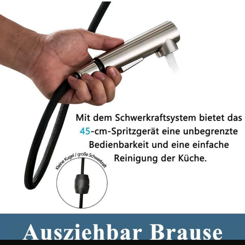 Wasserhahn Mischbatterie Küchenarmatur Hochdruck Edelstahl mit Brause