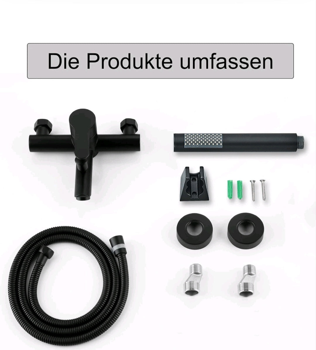 Badewannenarmartur Wannenarmartur mit Brause Schwarz