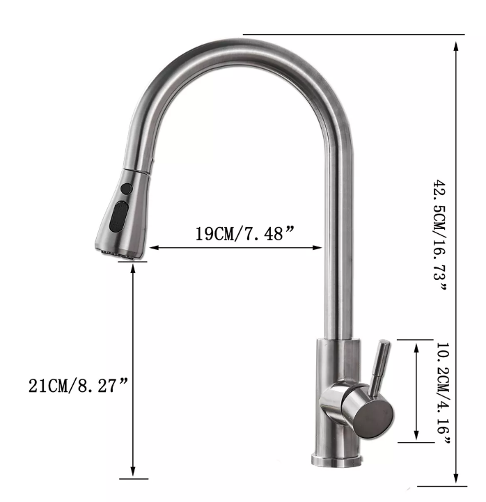 Küchenarmatur Wasserhahn Mischbatterie Hochdruck Edelstahl