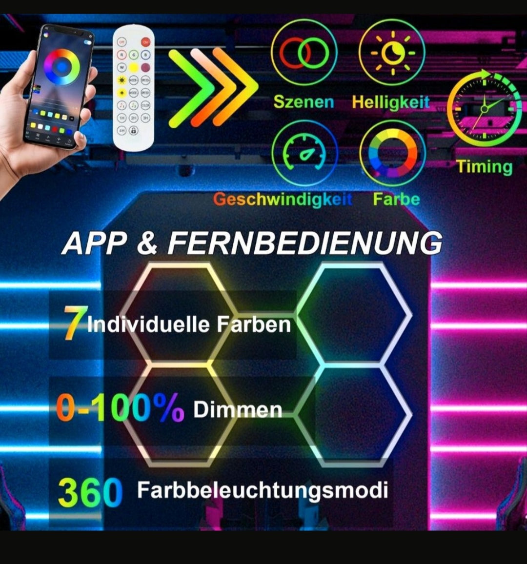 Hexagon Garagenlicht Werkstattlampe Showroom Rgb