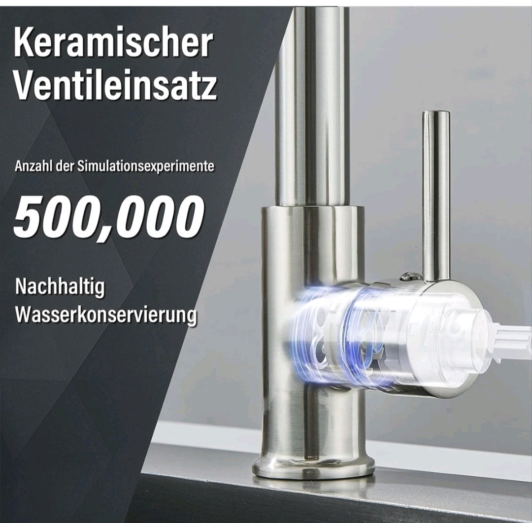 Küchenarmatur Wasserhahn Niederdruck Edelstahl Brause