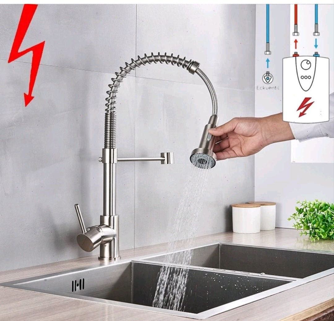 Küchenarmatur Wasserhahn Niederdruck Edelstahl Brause