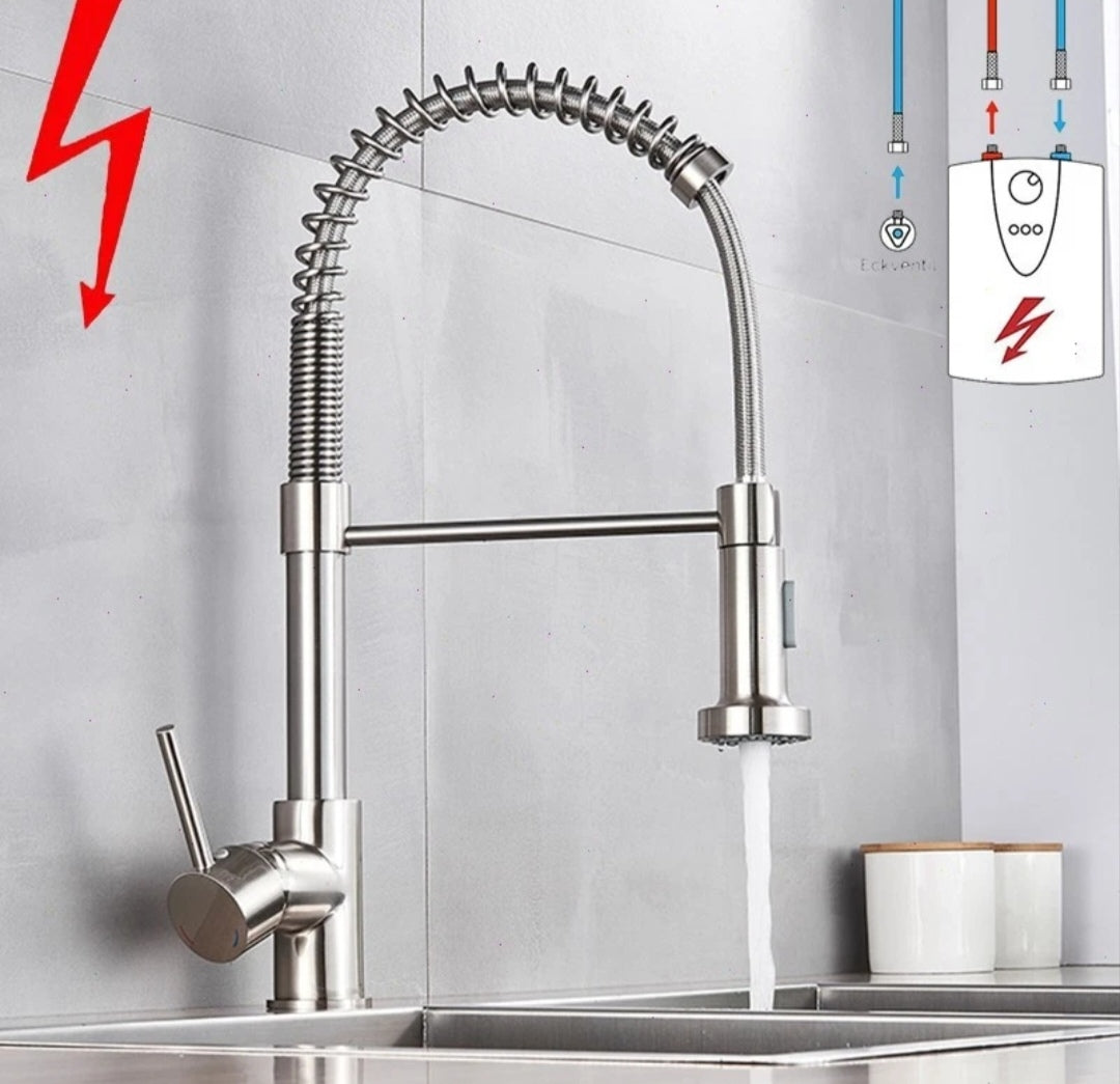 Küchenarmatur Wasserhahn Niederdruck Edelstahl Brause