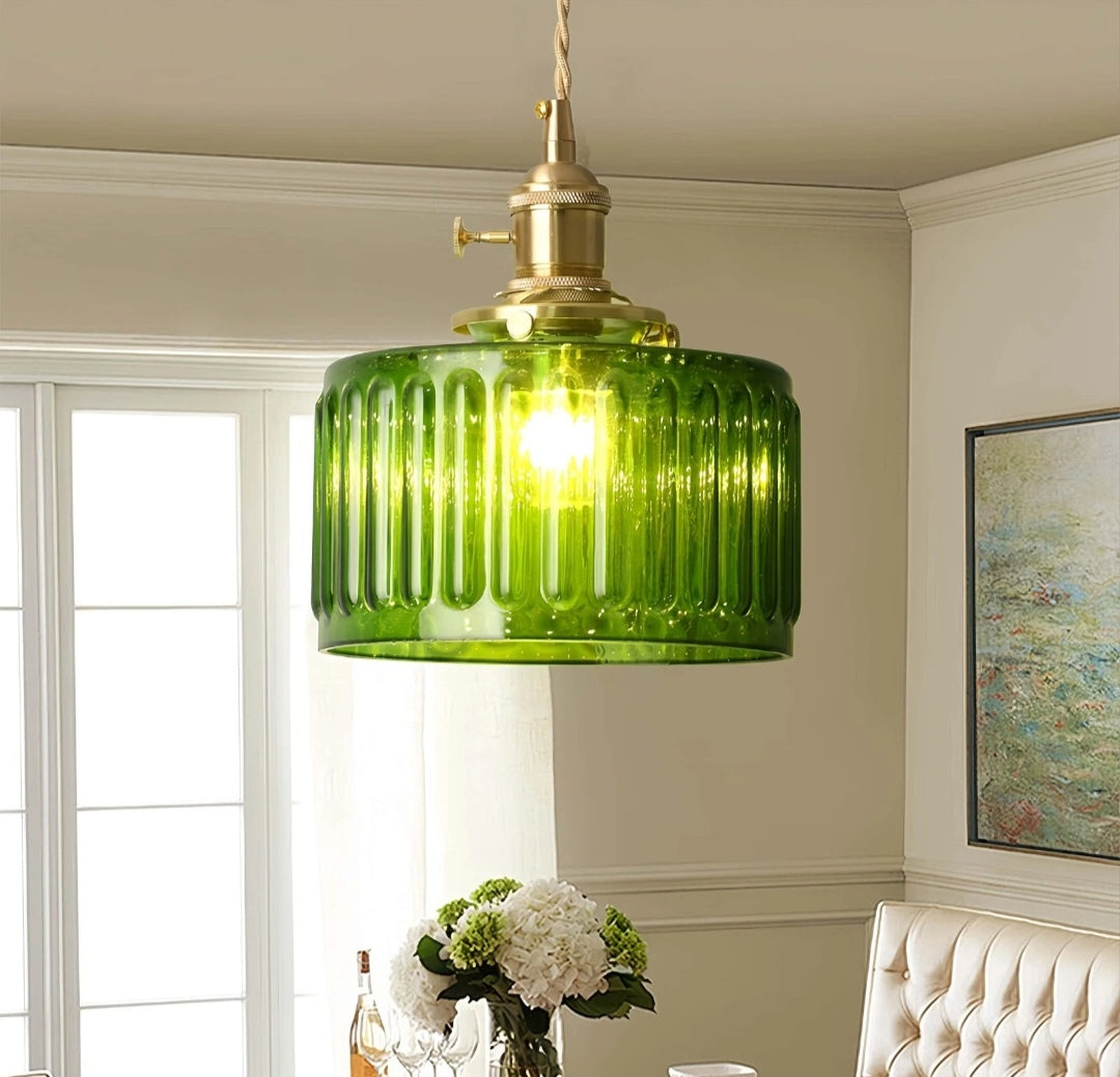 Pendelleuchte Deckenlampe Grün Messing