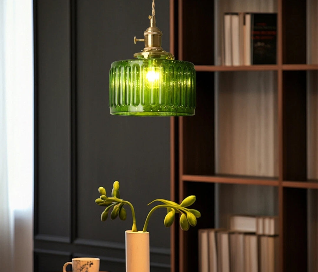 Pendelleuchte Deckenlampe Grün Messing