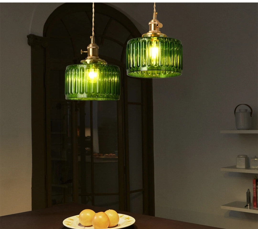 Pendelleuchte Deckenlampe Grün Messing