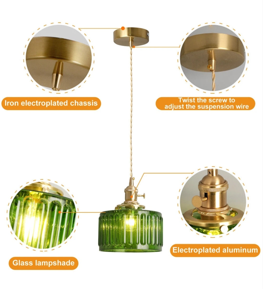 Pendelleuchte Deckenlampe Grün Messing