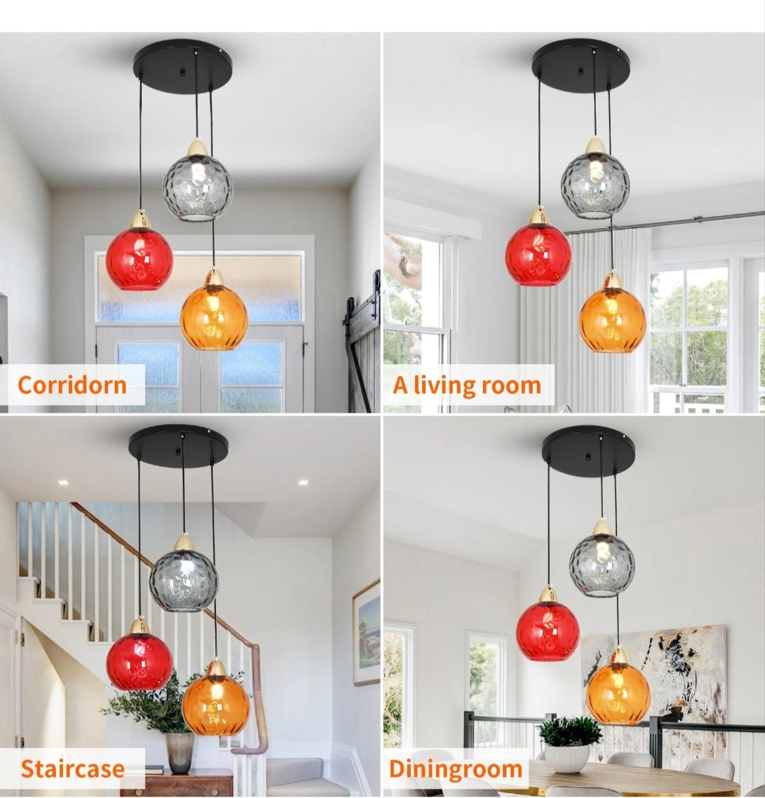 Pendelleuchte Deckenlampe Kronleuchter Glaskugeln