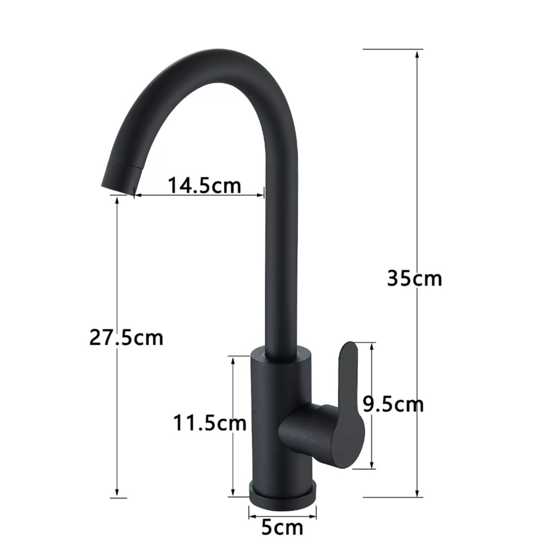 Wasserhahn Küchenarmartur Mischbatterie Schwarz Edelstahl Hochdruck