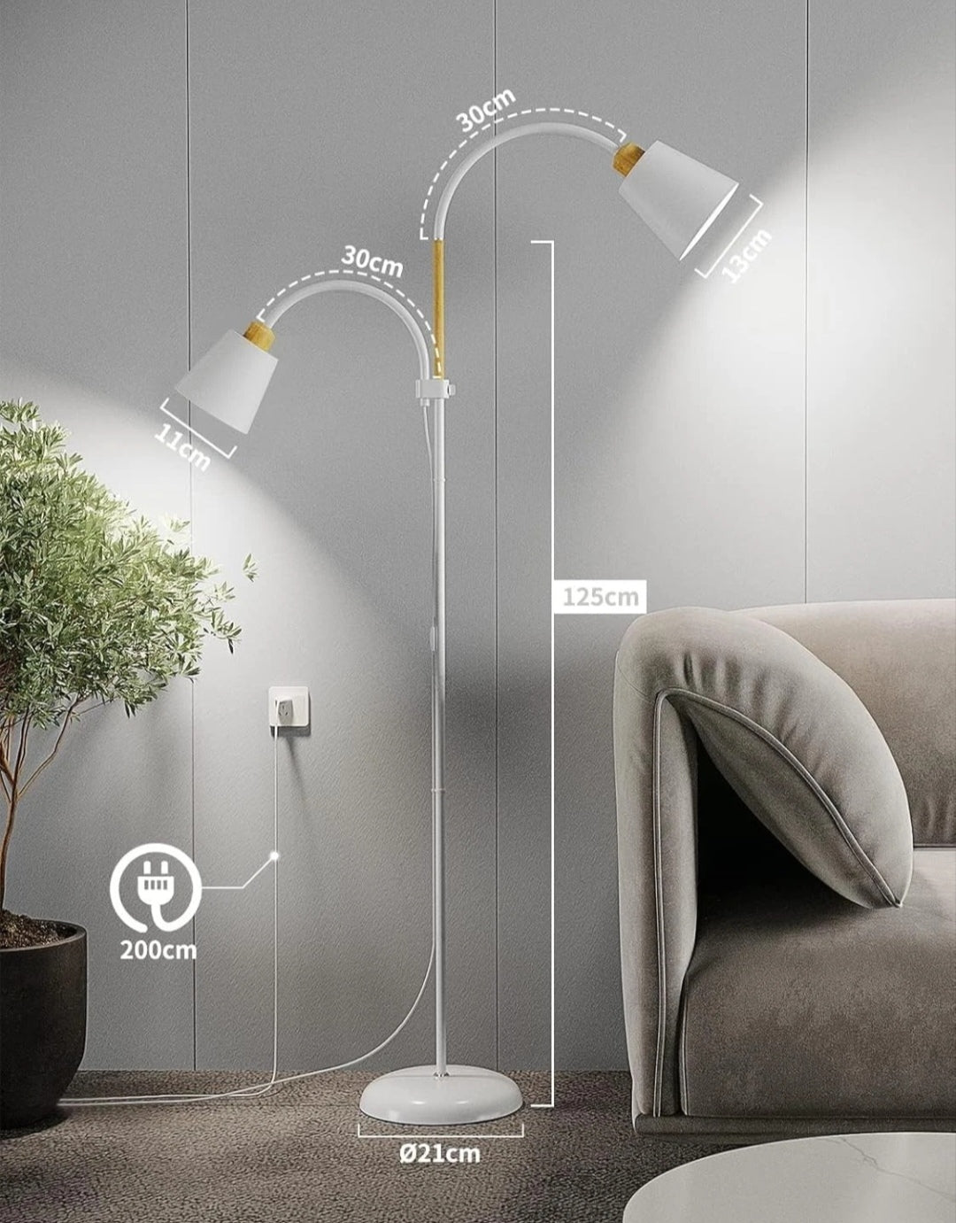 Stehlampe Stehleuchte Leselampe Skandi Retro Design