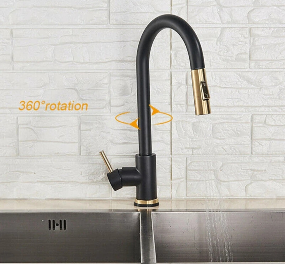 Wasserhahn Küchenarmartur Mischbatterie Schwarz Gold