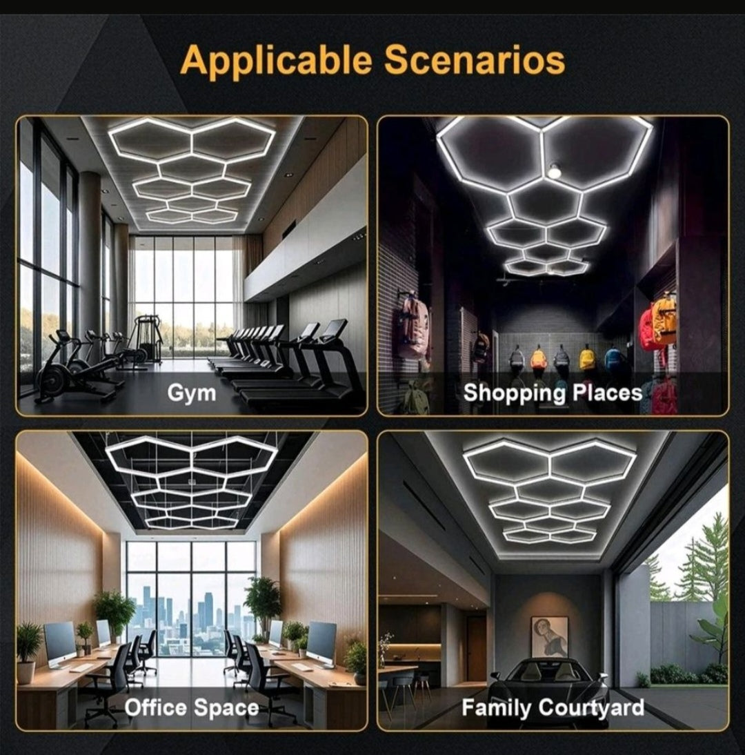 Hexagon 8er LED Werkstatt Garage Showroom Licht
