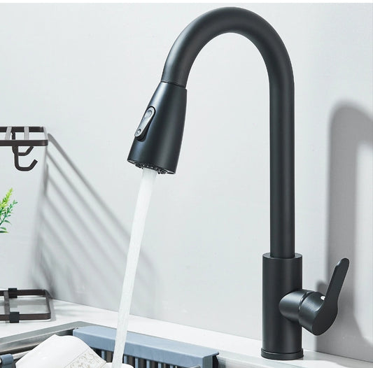 Wasserhahn Küchenarmartur Mischbatterie Brause Hochdruck Schwarz Brause