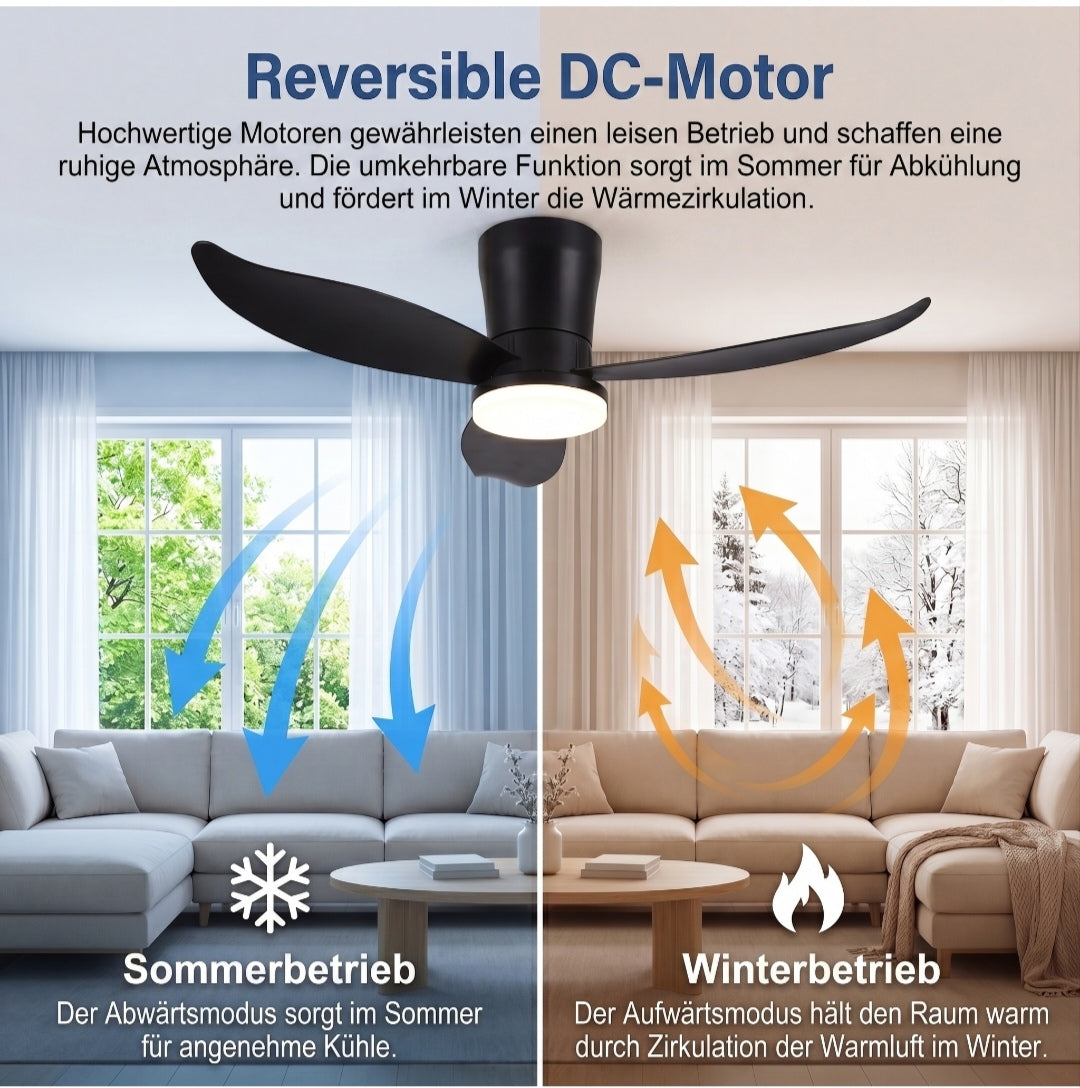 Deckenlampe Deckenventilator Ventilator 95cm App Fernbedienung