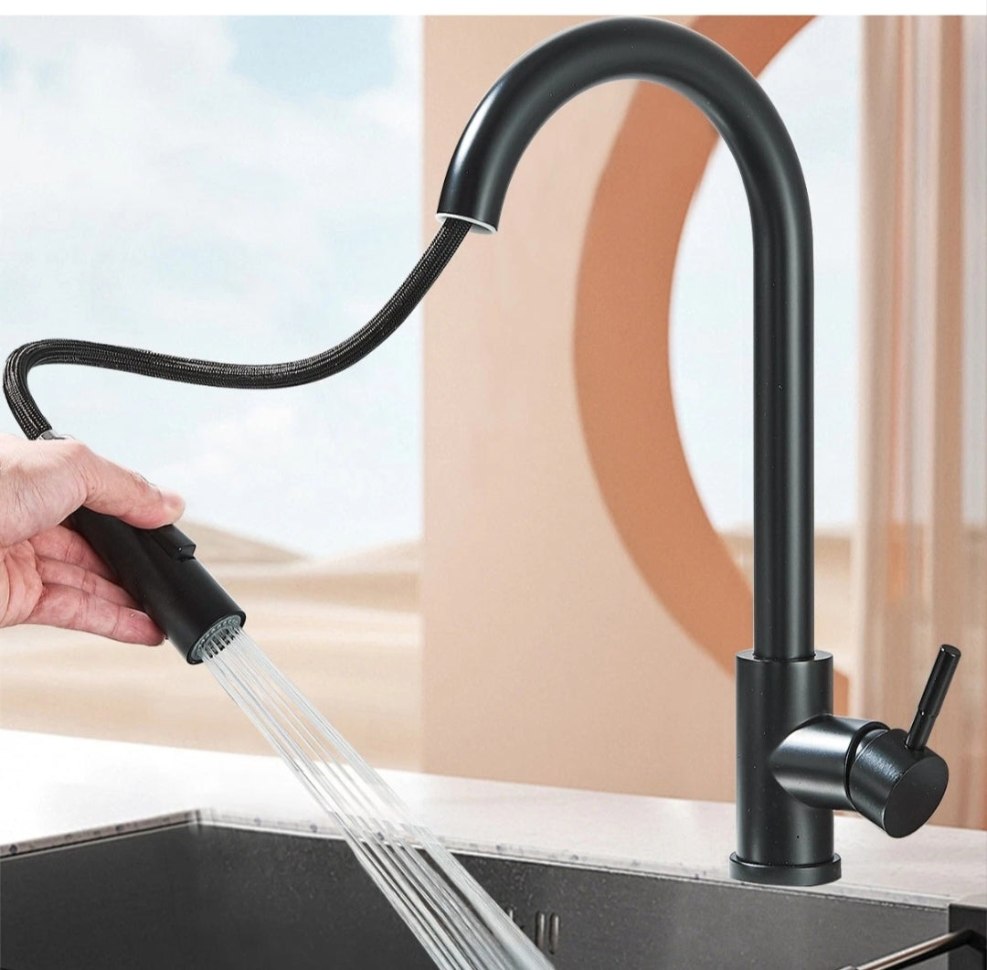 Wasserhahn Küchenarmartur Mischbatterie Schwarz Modern Brause
