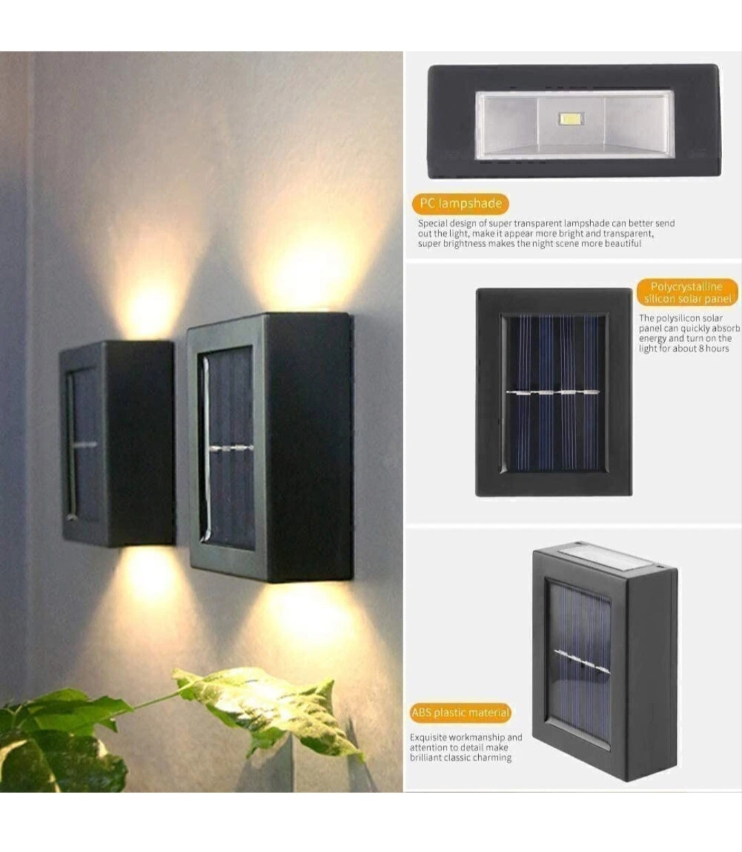 Solar Wandleuchten Wandlampen 2 Stück