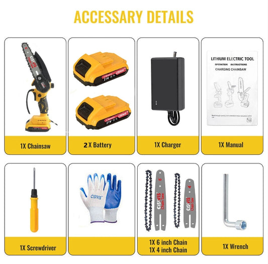 Akku Kettensäge Gartensäge mit 2 Akkus