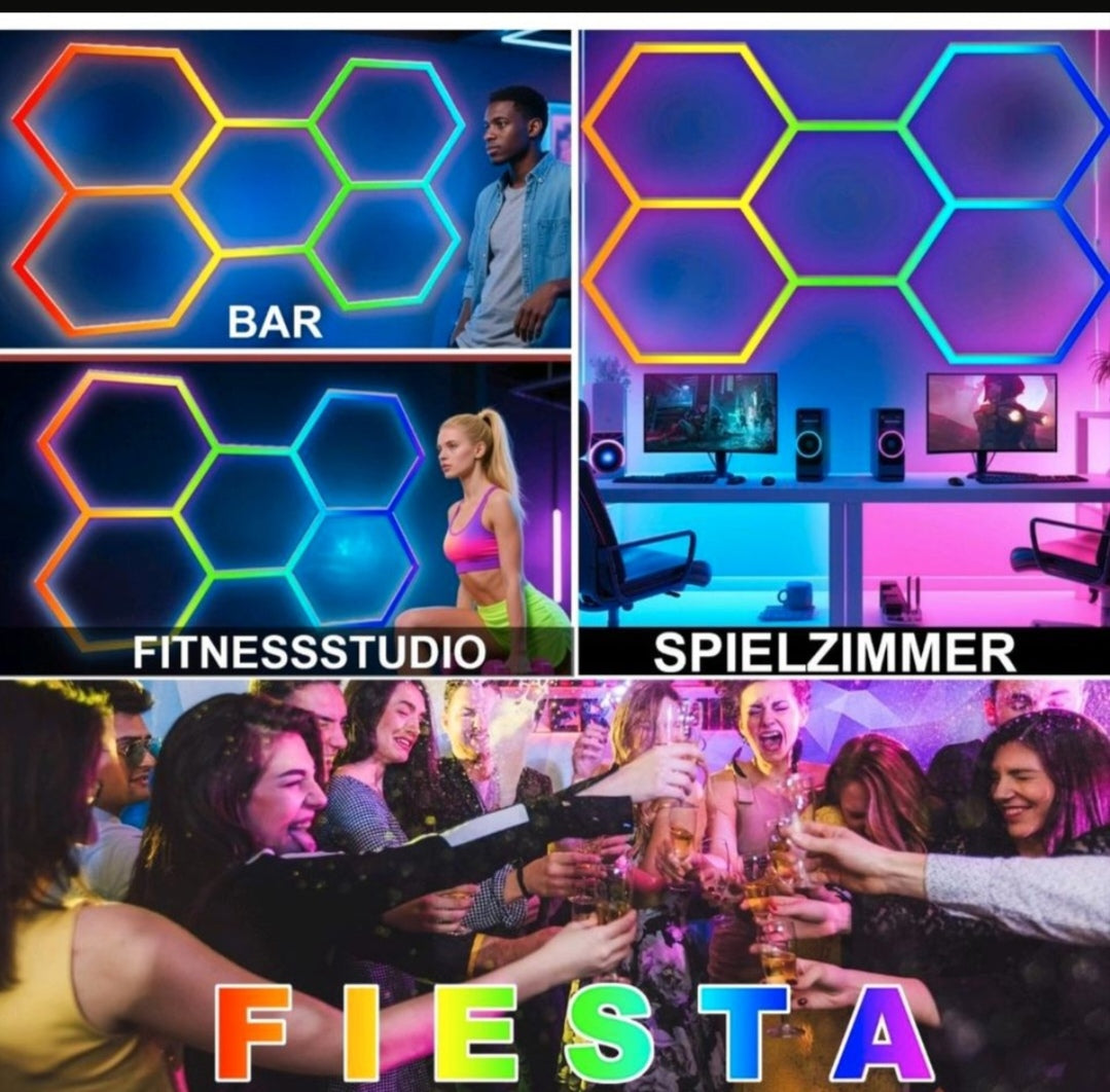 Hexagon Garagenlicht Werkstattlampe Showroom Rgb