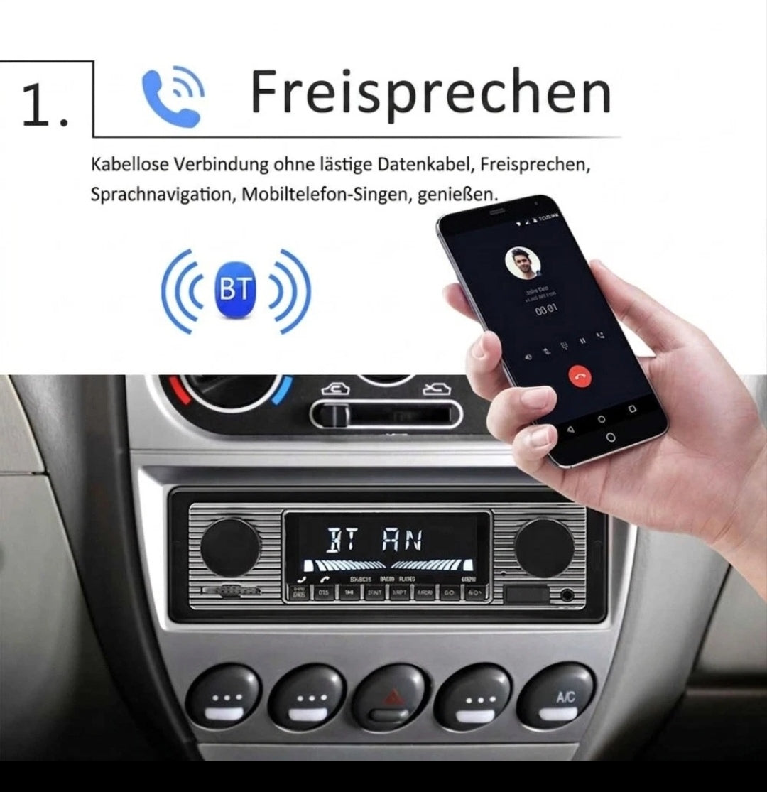 Autoradio Bluetooth Freisprechen Yountimer Oldtimer US Cars DIN 01