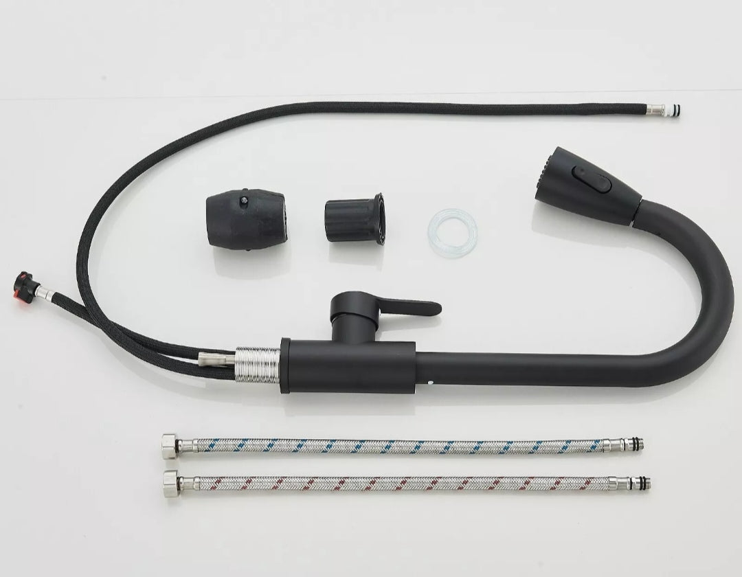 Wasserhahn Küchenarmartur Mischbatterie Brause Hochdruck Schwarz Brause