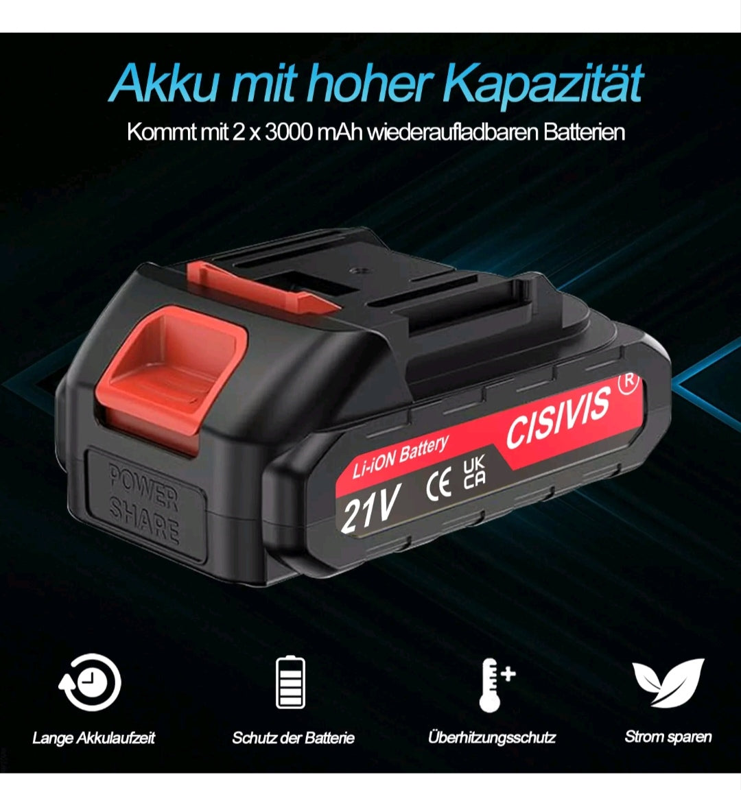 Akku Kettensäge Gartensäge mit 2 Akkus und Zubehör