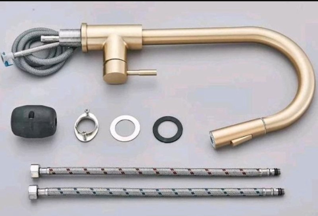 Küchenarmartur Mischbatterie Wasserhahn Brause Gold Design Hochdruck