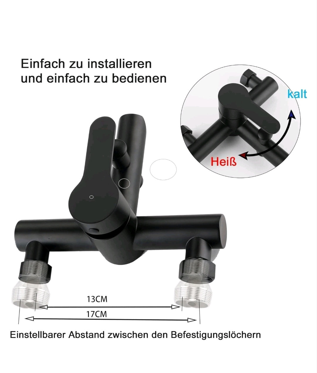 Badewannenarmartur Wannenarmartur mit Brause Schwarz