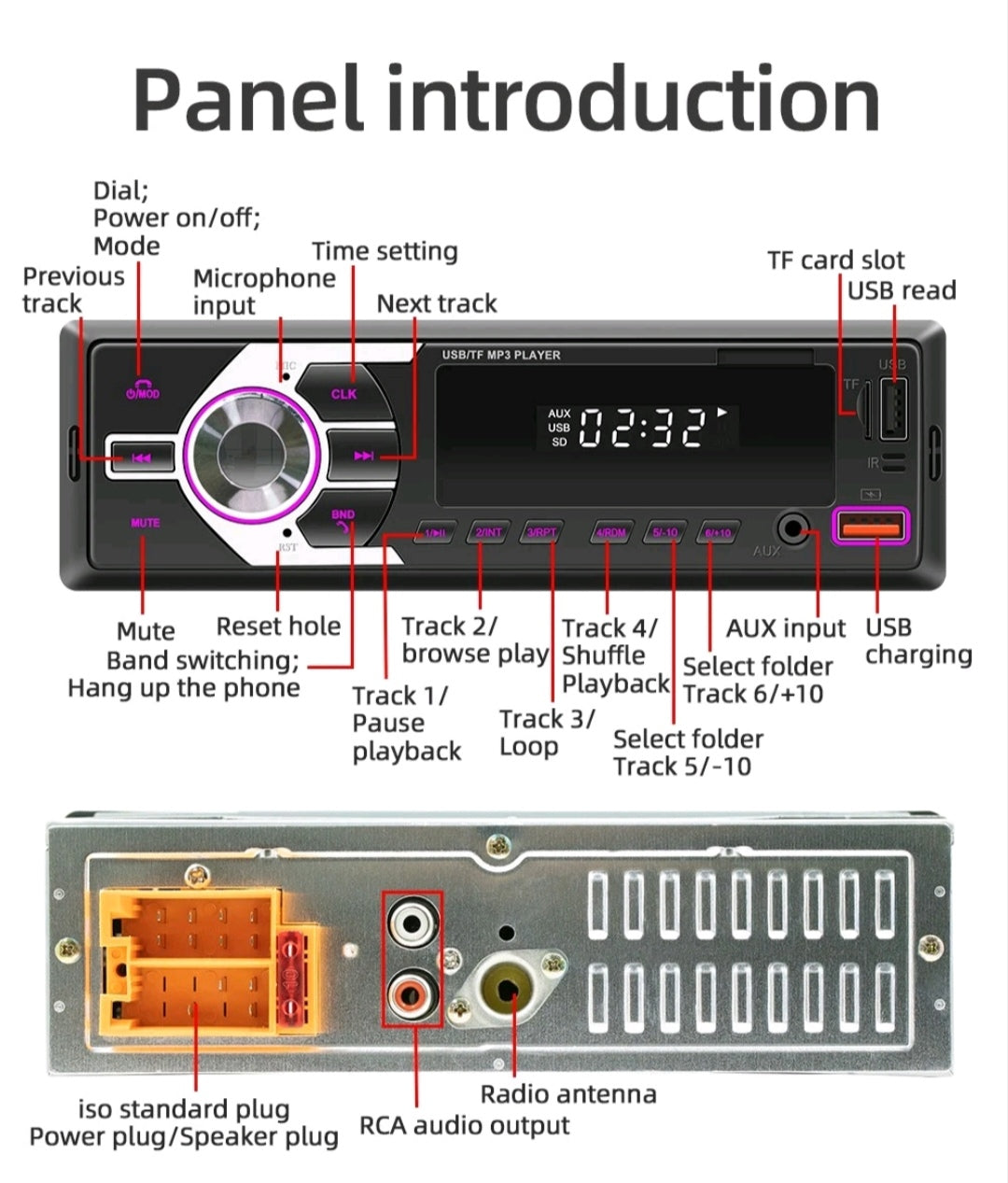 Autoradio Bluetooth Freisprechen Universal Din1 USB Aux SD