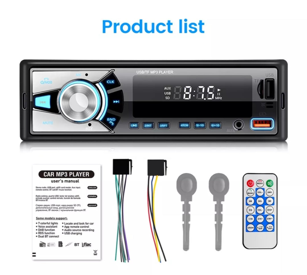 Autoradio Bluetooth Freisprechen Universal Din1 USB Aux SD