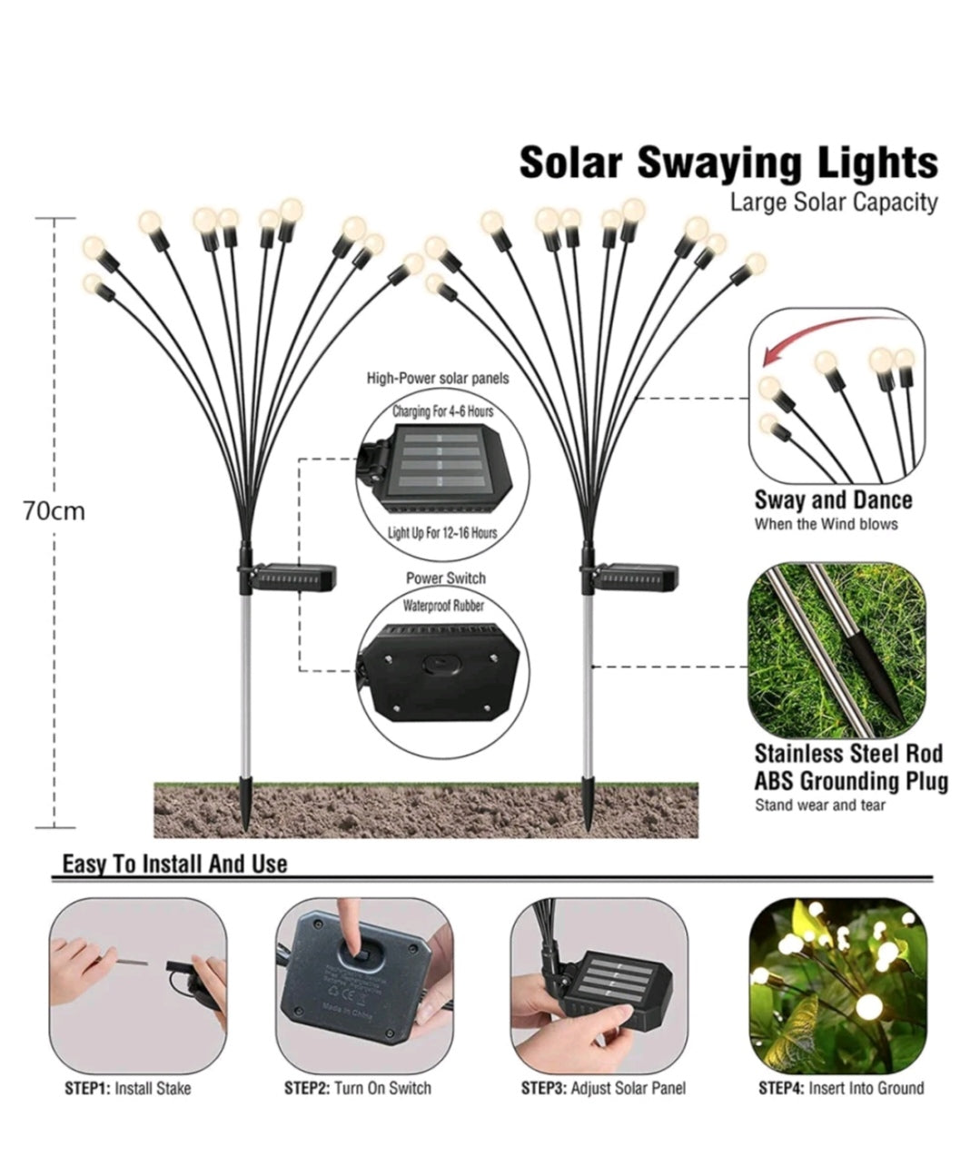 Solarleuchten Solarlampen 4 Stück Glühwürmchen