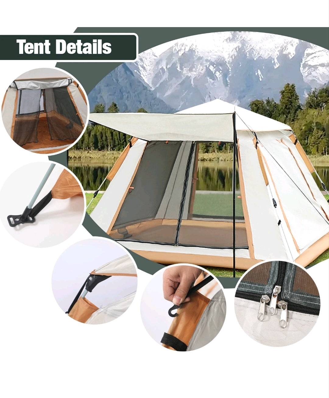 Campingzelt Pop Up Zelt Wurfzelt Wasserfest 3-4 Personen