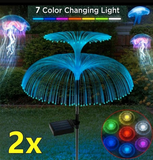 Solarleuchten Solarlampen Jelly Fish Feuerwerk 2 Stück
