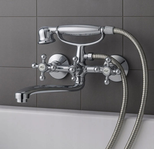 Badewannenarmatur Wannenarmatur mit Brause Retro Vintage Design