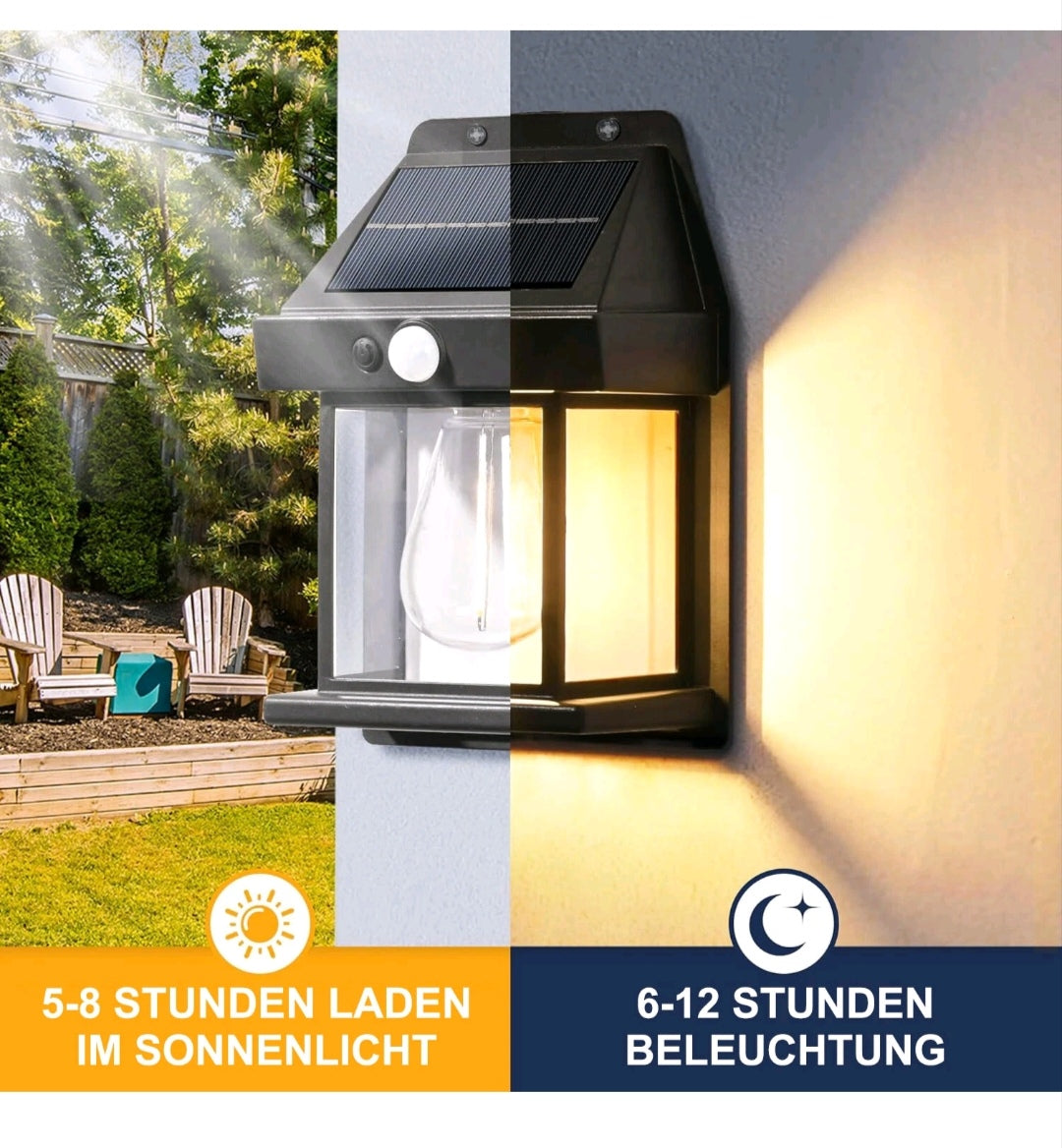 Solar Wandleuchten Wandlampen 2 Stück mit Bewegungsmelder Laternen