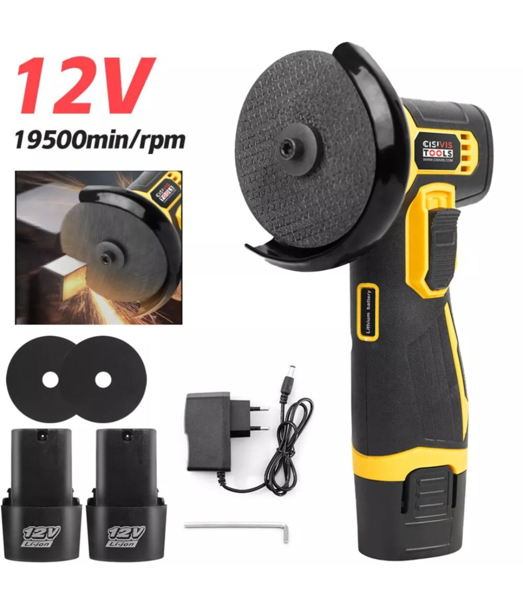 Akku Winkelschleifer Schleifmaschine Flex mit 2 Akkus