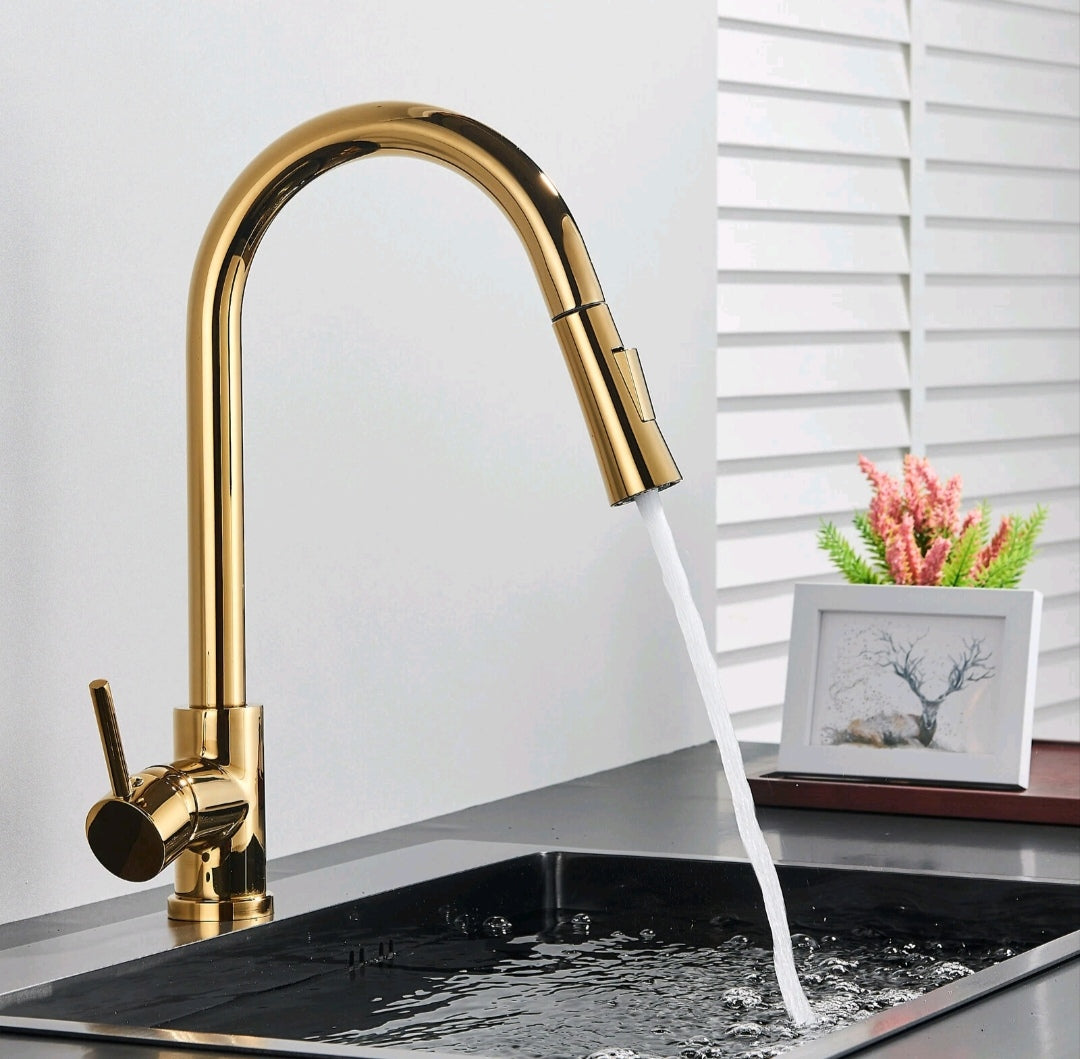 Küchenarmartur Mischbatterie Wasserhahn Brause Modern Gold Design