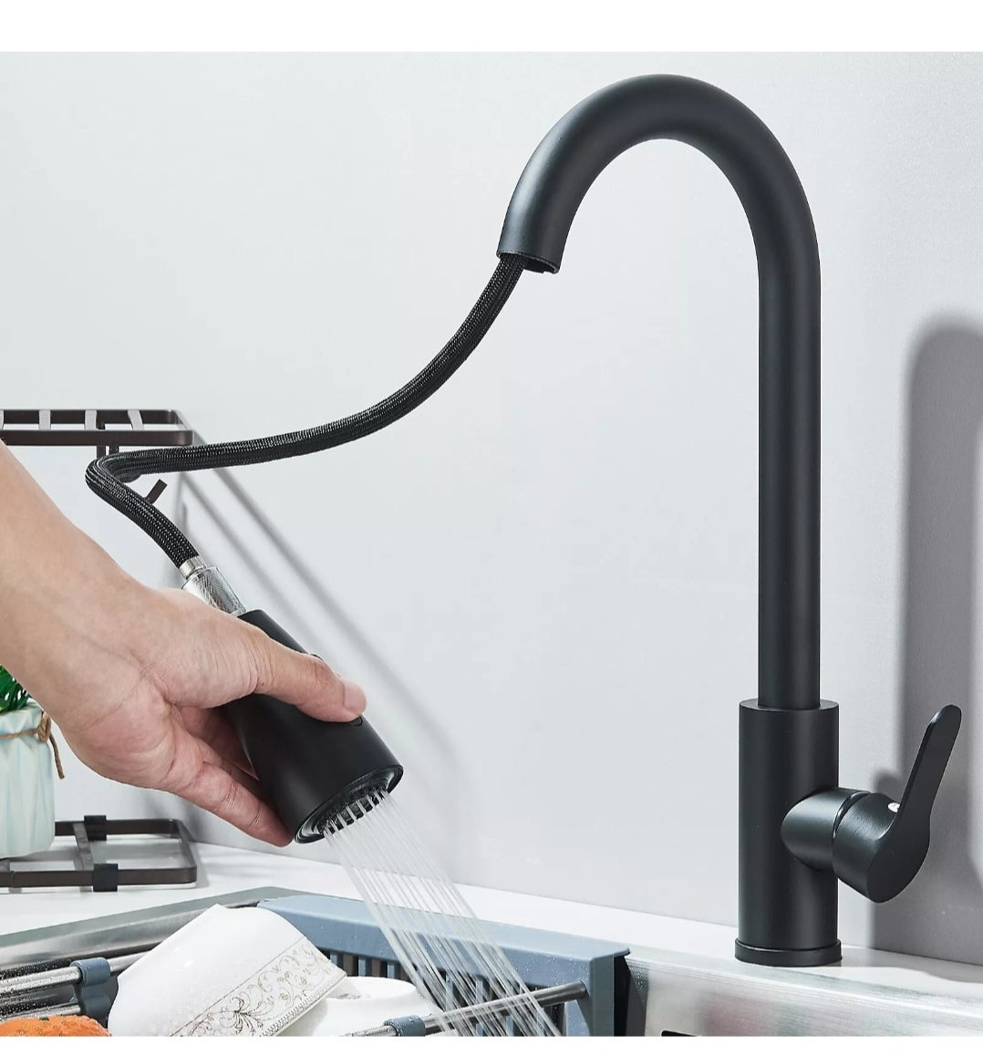 Wasserhahn Küchenarmartur Mischbatterie Brause Hochdruck Schwarz Brause