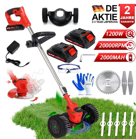 Elektrischer Rasentrimmer Akku Grasschneider mit 2 Akkus